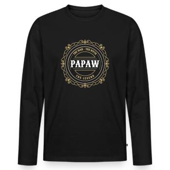 Papa Vater Opa Geschenkidee Papaw Spruch Retro - Männer Premium Bio Langarmshirt - Schwarz - Vorne - Nico (187cm)