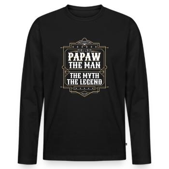 Papa Vater Opa Geschenkidee Papaw Spruch Retro - Männer Premium Bio Langarmshirt - Schwarz - Vorne - Nico (187cm)