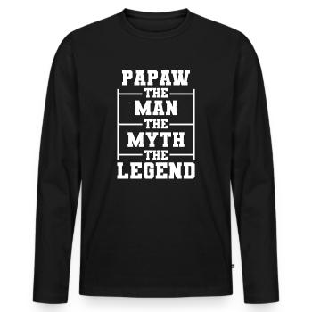 Papa Vater Opa Geschenkidee Papaw Spruch Retro - Männer Premium Bio Langarmshirt - Schwarz - Vorne - Nico (187cm)