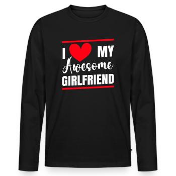 Paare Liebe Herz Freund Geschenkidee Beziehung - Männer Premium Bio Langarmshirt - Schwarz - Vorne - Nico (187cm)