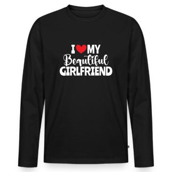 Paare Liebe Herz Freund Geschenkidee Beziehung - Männer Premium Bio Langarmshirt - Schwarz - Vorne - Nico (187cm)