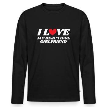 Paare Liebe Herz Freund Geschenkidee Beziehung - Männer Premium Bio Langarmshirt - Schwarz - Vorne - Nico (187cm)