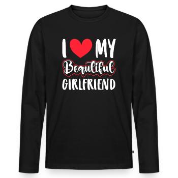 Paare Liebe Herz Freund Geschenkidee Beziehung - Männer Premium Bio Langarmshirt - Schwarz - Vorne - Nico (187cm)