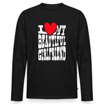Paare Liebe Herz Freund Geschenkidee Beziehung - Männer Premium Bio Langarmshirt - Schwarz - Vorne - Nico (187cm)