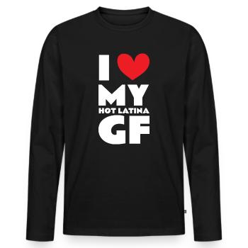 Paare Liebe Herz Freund Geschenkidee Beziehung - Männer Premium Bio Langarmshirt - Schwarz - Vorne - Nico (187cm)