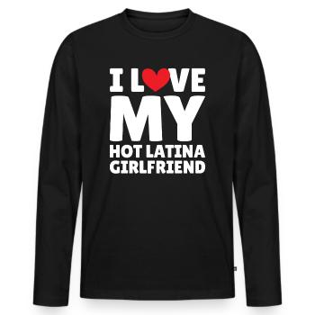Paare Liebe Herz Freund Geschenkidee Beziehung - Männer Premium Bio Langarmshirt - Schwarz - Vorne - Nico (187cm)