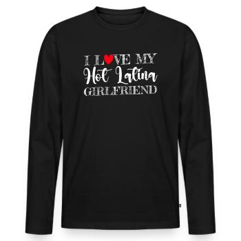 Paare Liebe Herz Freund Geschenkidee Beziehung - Männer Premium Bio Langarmshirt - Schwarz - Vorne - Nico (187cm)