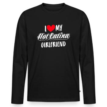 Paare Liebe Herz Freund Geschenkidee Beziehung - Männer Premium Bio Langarmshirt - Schwarz - Vorne - Nico (187cm)