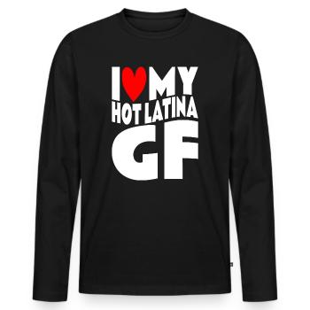Paare Liebe Herz Freund Geschenkidee Beziehung - Männer Premium Bio Langarmshirt - Schwarz - Vorne - Nico (187cm)