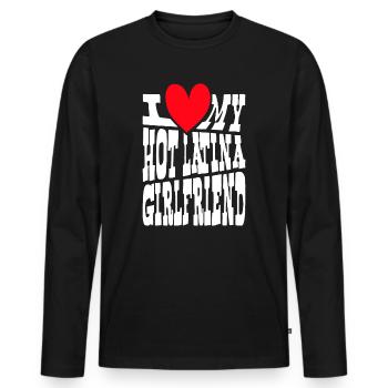 Paare Liebe Herz Freund Geschenkidee Beziehung - Männer Premium Bio Langarmshirt - Schwarz - Vorne - Nico (187cm)