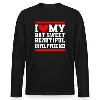 Paare Liebe Herz Freund Geschenkidee Beziehung - Männer Premium Bio Langarmshirt - Schwarz - Vorne - Nico (187cm)