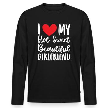 Paare Liebe Herz Freund Geschenkidee Beziehung - Männer Premium Bio Langarmshirt - Schwarz - Vorne - Nico (187cm)
