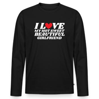Paare Liebe Herz Freund Geschenkidee Beziehung - Männer Premium Bio Langarmshirt - Schwarz - Vorne - Nico (187cm)
