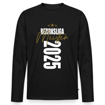 Meister Bezirksliga 2025 Aufstiegstrikot - Männer Premium Bio Langarmshirt - Schwarz - Vorne - Nico (187cm)