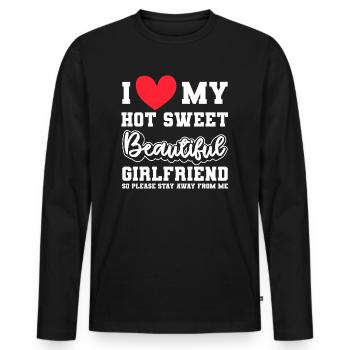 Ich Liebe Meine Freundin Paare Freund Geschenkidee - Männer Premium Bio Langarmshirt - Schwarz - Vorne - Nico (187cm)