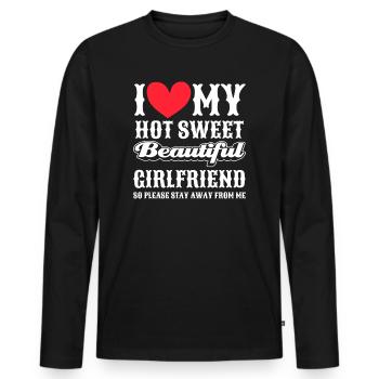 Ich Liebe Meine Freundin Paare Freund Geschenkidee - Männer Premium Bio Langarmshirt - Schwarz - Vorne - Nico (187cm)