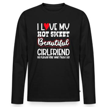 Ich Liebe Meine Freundin Paare Freund Geschenkidee - Männer Premium Bio Langarmshirt - Schwarz - Vorne - Nico (187cm)