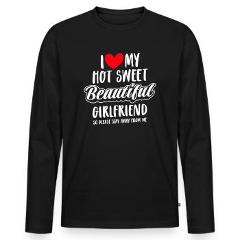 Ich Liebe Meine Freundin Paare Freund Geschenkidee - Männer Premium Bio Langarmshirt - Schwarz - Vorne - Nico (187cm)