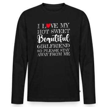 Ich Liebe Meine Freundin Paare Freund Geschenkidee - Männer Premium Bio Langarmshirt - Schwarz - Vorne - Nico (187cm)