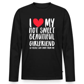 Ich Liebe Meine Freundin Paare Freund Geschenkidee - Männer Premium Bio Langarmshirt - Schwarz - Vorne - Nico (187cm)