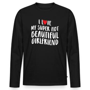 Ich Liebe Meine Freundin Paare Freund Geschenkidee - Männer Premium Bio Langarmshirt - Schwarz - Vorne - Nico (187cm)