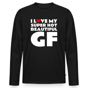 Ich Liebe Meine Freundin Paare Freund Geschenkidee - Männer Premium Bio Langarmshirt - Schwarz - Vorne - Nico (187cm)