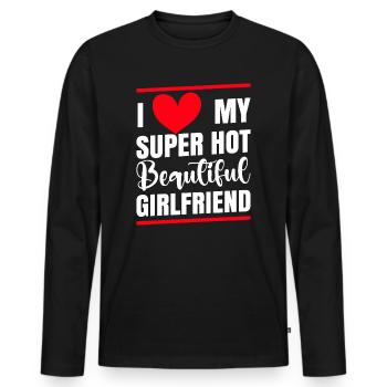 Ich Liebe Meine Freundin Paare Freund Geschenkidee - Männer Premium Bio Langarmshirt - Schwarz - Vorne - Nico (187cm)