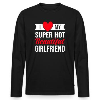 Ich Liebe Meine Freundin Paare Freund Geschenkidee - Männer Premium Bio Langarmshirt - Schwarz - Vorne - Nico (187cm)