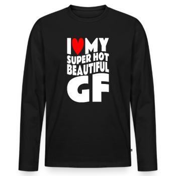 Ich Liebe Meine Freundin Paare Freund Geschenkidee - Männer Premium Bio Langarmshirt - Schwarz - Vorne - Nico (187cm)