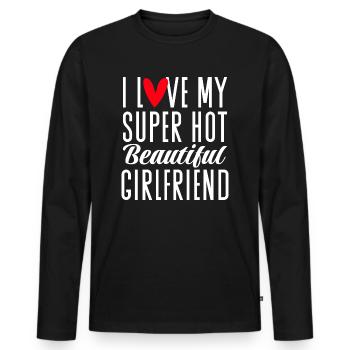 Ich Liebe Meine Freundin Paare Freund Geschenkidee - Männer Premium Bio Langarmshirt - Schwarz - Vorne - Nico (187cm)