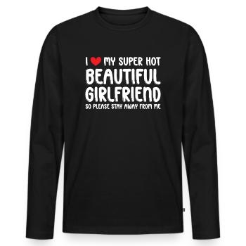 Ich Liebe Meine Freundin Paare Freund Geschenkidee - Männer Premium Bio Langarmshirt - Schwarz - Vorne - Nico (187cm)
