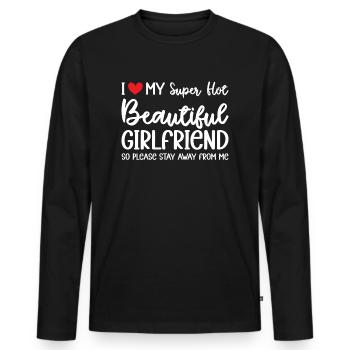 Ich Liebe Meine Freundin Paare Freund Geschenkidee - Männer Premium Bio Langarmshirt - Schwarz - Vorne - Nico (187cm)