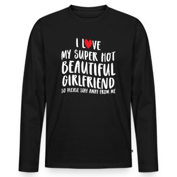 Ich Liebe Meine Freundin Paare Freund Geschenkidee - Männer Premium Bio Langarmshirt - Schwarz - Vorne - Nico (187cm)