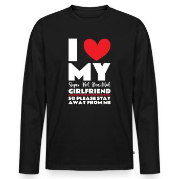 Ich Liebe Meine Freundin Paare Freund Geschenkidee - Männer Premium Bio Langarmshirt - Schwarz - Vorne - Nico (187cm)