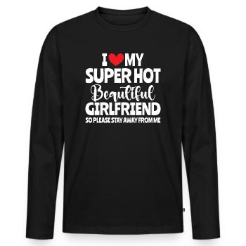 Ich Liebe Meine Freundin Paare Freund Geschenkidee - Männer Premium Bio Langarmshirt - Schwarz - Vorne - Nico (187cm)