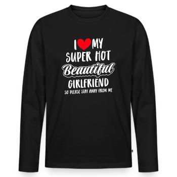 I Love My Girlfriend Couples Boyfriend Gift Idea - Men's Premium Organic Long Sleeve Shirt - black - Front - Nico (187cm)