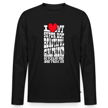 Ich Liebe Meine Freundin Paare Freund Geschenkidee - Männer Premium Bio Langarmshirt - Schwarz - Vorne - Nico (187cm)