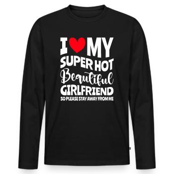 Ich Liebe Meine Freundin Paare Freund Geschenkidee - Männer Premium Bio Langarmshirt - Schwarz - Vorne - Nico (187cm)