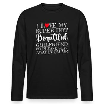 Ich Liebe Meine Freundin Paare Freund Geschenkidee - Männer Premium Bio Langarmshirt - Schwarz - Vorne - Nico (187cm)