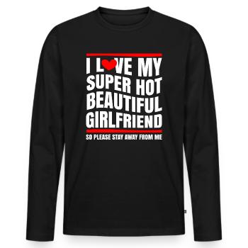 I Love My Girlfriend Couples Boyfriend Gift Idea - Men's Premium Organic Long Sleeve Shirt - black - Front - Nico (187cm)