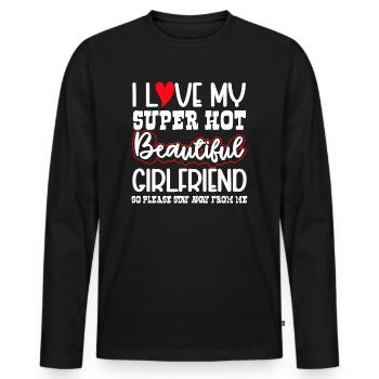 Ich Liebe Meine Freundin Paare Freund Geschenkidee - Männer Premium Bio Langarmshirt - Schwarz - Vorne - Nico (187cm)