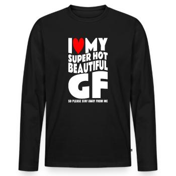 J’aime ma copine Couple Idée cadeau petit ami - T-shirt manches longues Premium bio Homme - noir - Devant - Nico (187cm)