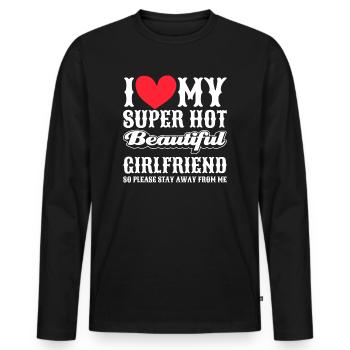 Ich Liebe Meine Freundin Paare Freund Geschenkidee - Männer Premium Bio Langarmshirt - Schwarz - Vorne - Nico (187cm)