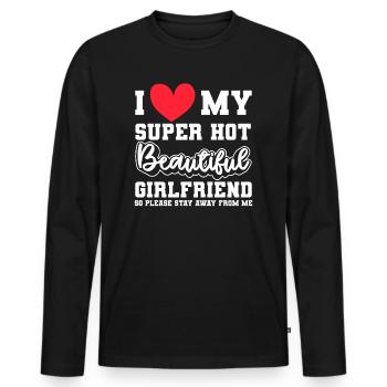 J’aime ma copine Couple Idée cadeau petit ami - T-shirt manches longues Premium bio Homme - noir - Devant - Nico (187cm)