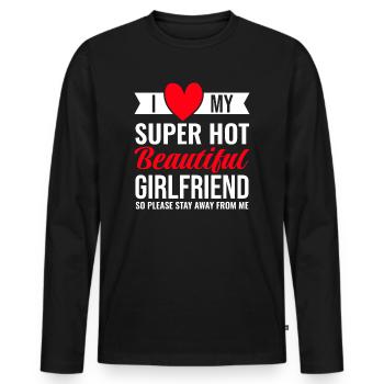 I Love My Girlfriend Couples Boyfriend Gift Idea - Men's Premium Organic Long Sleeve Shirt - black - Front - Nico (187cm)