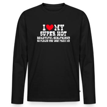 Ich Liebe Meine Freundin Paare Freund Geschenkidee - Männer Premium Bio Langarmshirt - Schwarz - Vorne - Nico (187cm)