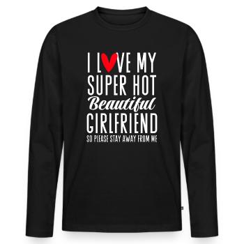 I Love My Girlfriend Couples Boyfriend Gift Idea - Men's Premium Organic Long Sleeve Shirt - black - Front - Nico (187cm)
