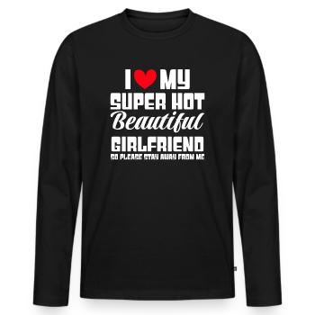 I Love My Girlfriend Couples Boyfriend Gift Idea - Men's Premium Organic Long Sleeve Shirt - black - Front - Nico (187cm)