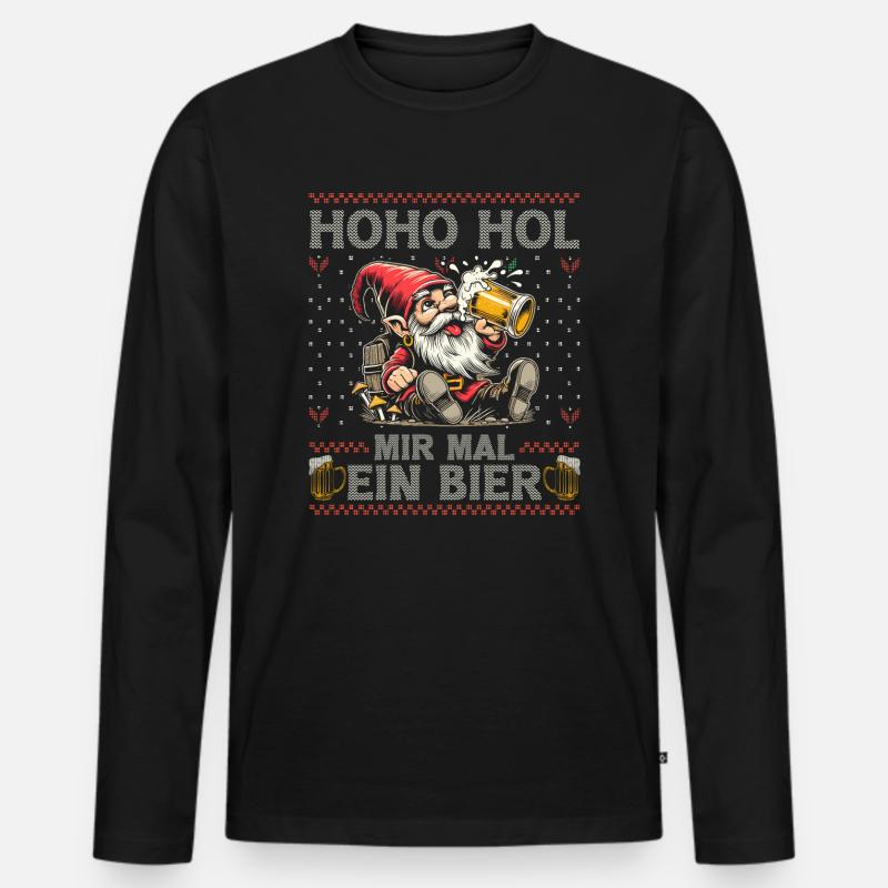 Ho Ho Hol Mir Mal Ein Bier Weihnachten Männer Xmas - Männer Premium Bio Langarmshirt - Schwarz