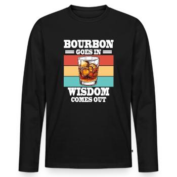 Le bourbon entre la sagesse sort un whisky drôle - T-shirt manches longues Premium bio Homme - noir - Devant - Nico (187cm)